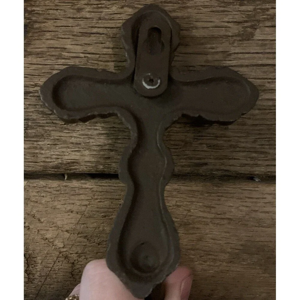 Rustic Cast Iron Cross Wall Hook. 5 inches tall. Farmhouse Decor.